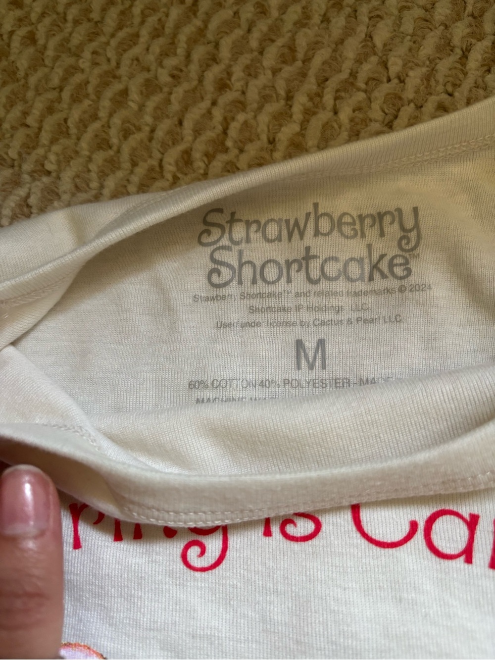 Strawberry Shortcake Cream Graphic Women’s Tops - Picture 9 of 9